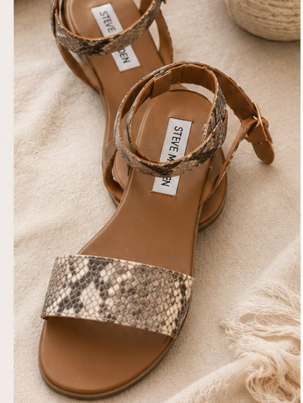 Steve Madden Snakeskin‎ Faux Ankle Wrap Sandals – Size 7.5